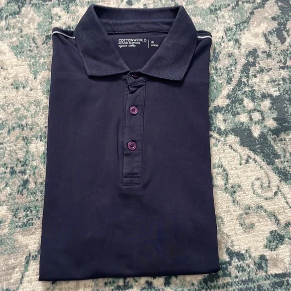 Blue Cotton World polo neck T Shirt - Picture 9 of 11